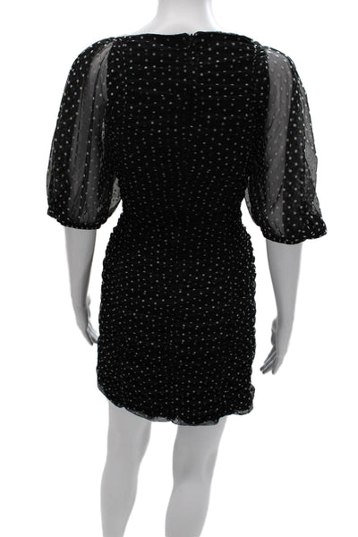 Zara Women Bodycon Black Square Neck Half Sleeve Zip Knee Dress Size L