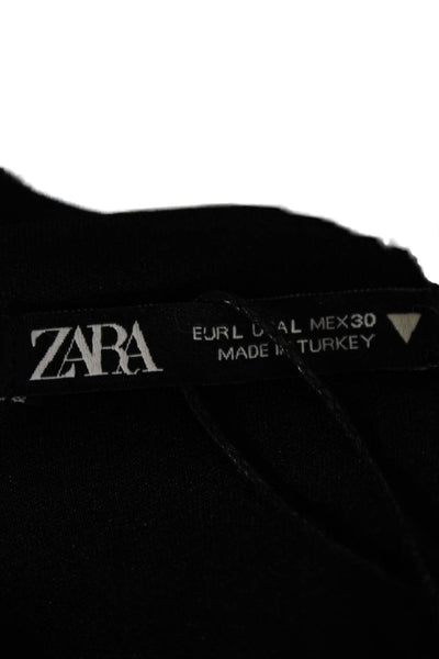 Zara Women Bodycon Black Square Neck Half Sleeve Zip Knee Dress Size L