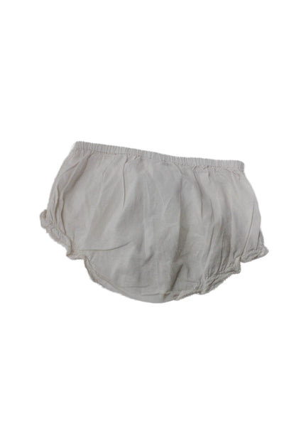 Bonpoint Girls Elastic Waistband Lace Trim Bottoms White Cotton Size 2 Months