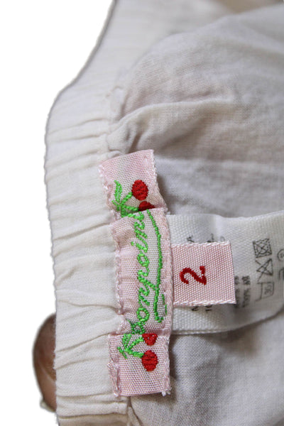 Bonpoint Girls Elastic Waistband Lace Trim Bottoms White Cotton Size 2 Months