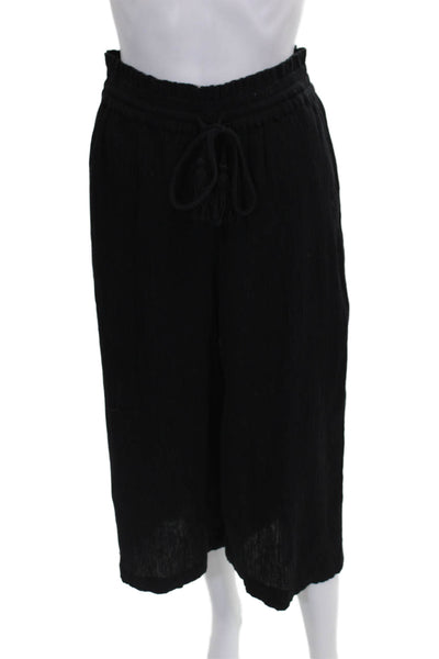 Change of Scenery Women Cropped Black Cotton Drawstring Pants Size XS