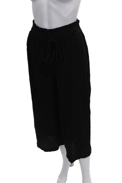Change of Scenery Women Cropped Black Cotton Drawstring Pants Size XS