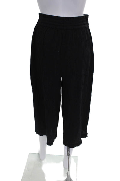 Change of Scenery Women Cropped Black Cotton Drawstring Pants Size XS