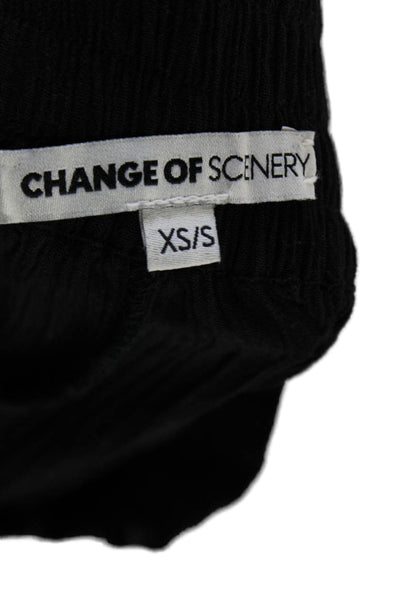 Change of Scenery Women Cropped Black Cotton Drawstring Pants Size XS