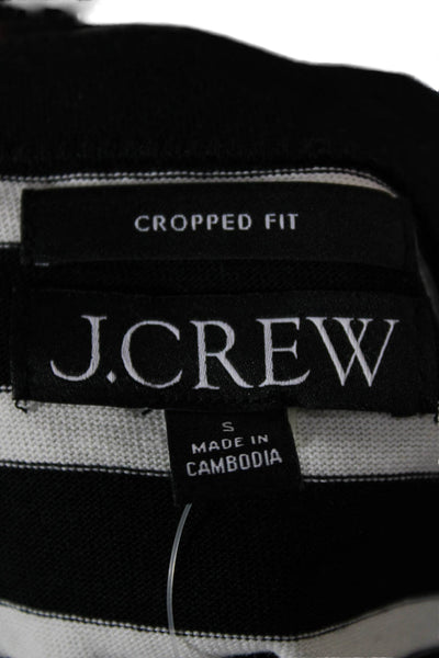 J Crew Womens Cropped Striped Boat Neck Cotton Long Sleeve T-Shirt Size S