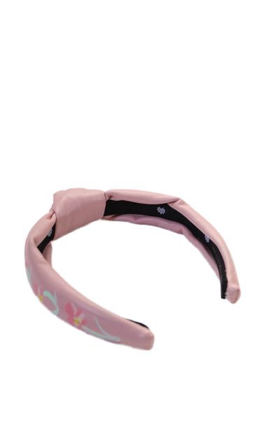 Lele Sadoughi Womens Pink Faux Leather Floral Painted Knotted Headband