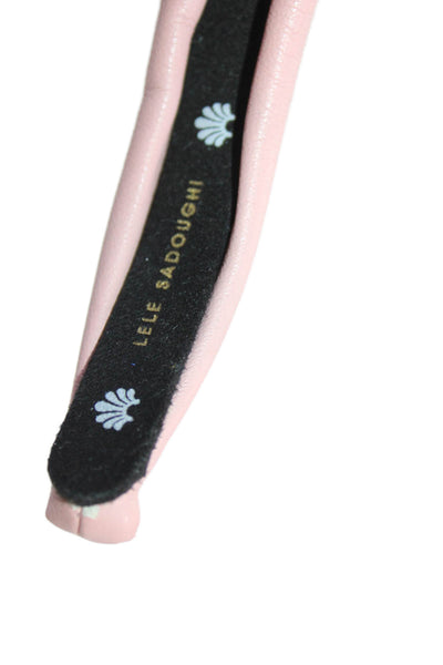 Lele Sadoughi Womens Pink Faux Leather Floral Painted Knotted Headband