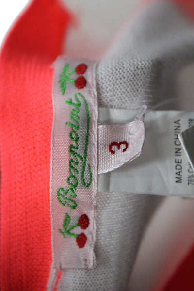 Bonpoint Girls Button Front Long Sleeve Cardigan Sweater White Orange Size 3
