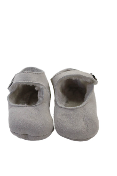 Burberry Girls Single Strap Shearling Lined Suede Slipper Booties Gray Size 0-3M