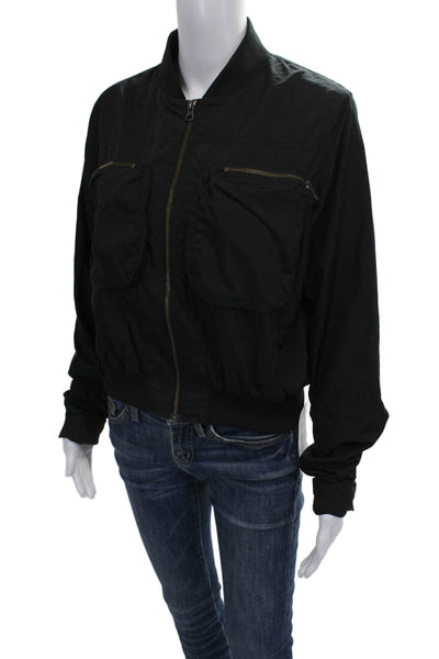 H20 Fagerholt Women Bomber Jacket Black Zip Long Sleeve Size S
