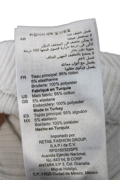 Sandro Women Blouse White High Neck Sleeveless Pullover Cotton Blend Size 1