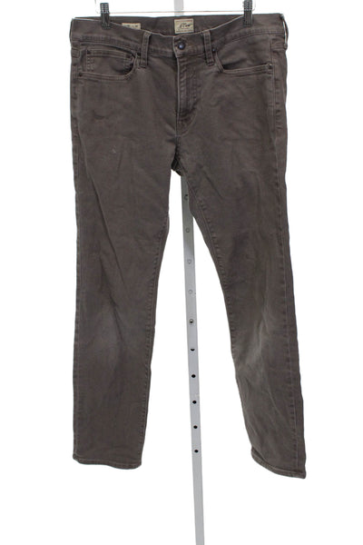 J Crew Mens Straight Jeans Gray Cotton Blend Button Size 32