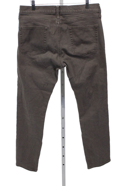 J Crew Mens Straight Jeans Gray Cotton Blend Button Size 32