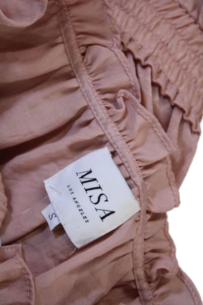 Misa Womens Mini Dress Pink Viscose High Neck 3/4 Sleeve Pullover Size S