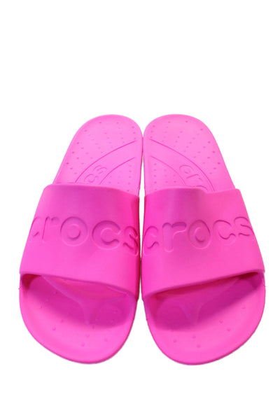 Crocs Womens Rubber Embossed Slides Shoes Hot Pink Size 10