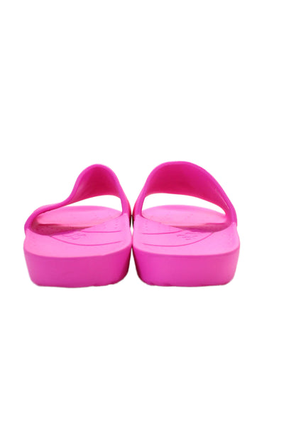 Crocs Womens Rubber Embossed Slides Shoes Hot Pink Size 10