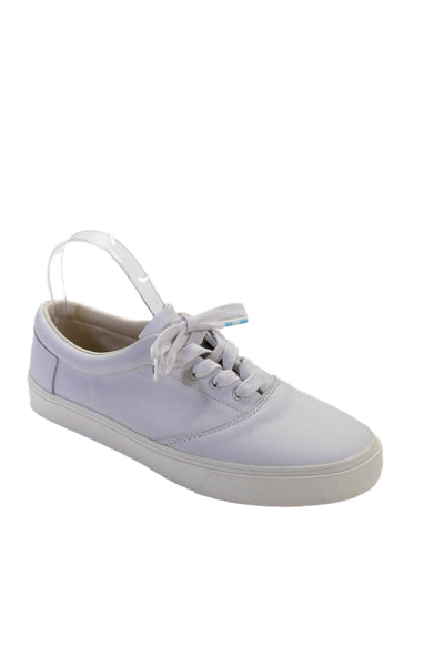 TOMS Mens Leather Low Top Sneakers Shoes White Size 10