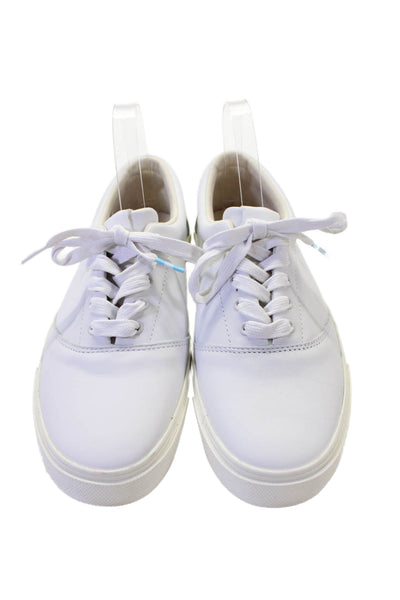 TOMS Mens Leather Low Top Sneakers Shoes White Size 10