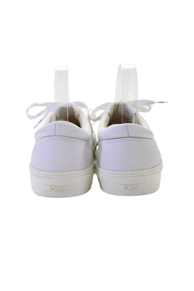 TOMS Mens Leather Low Top Sneakers Shoes White Size 10
