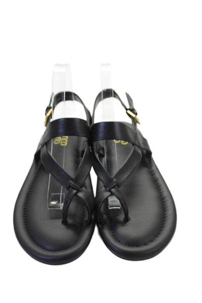 Franco Sarto Womens Vegan Leather Flat Thong Sandals Shoes Black Size 10M