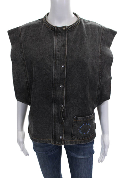 Piupiuchick Childrens Girls Denim Button Down Shirt Black Cotton Size 14