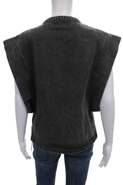 Piupiuchick Childrens Girls Denim Button Down Shirt Black Cotton Size 14
