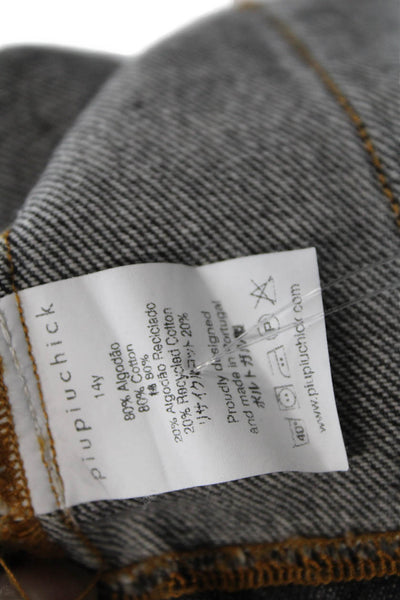 Piupiuchick Childrens Girls Denim Button Down Shirt Black Cotton Size 14