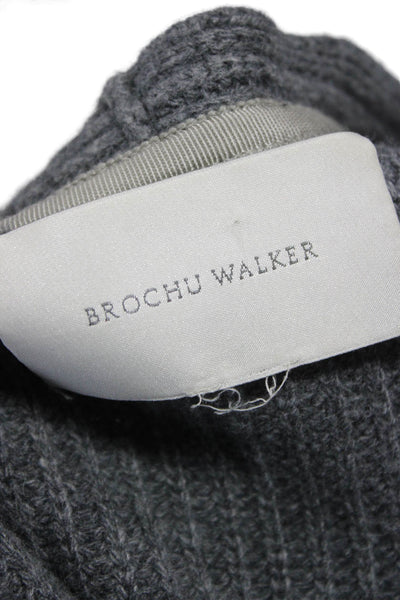 Brochu Walker Women Pullover Sweater Gray Wool Boat Neck Long Sleeve Size M