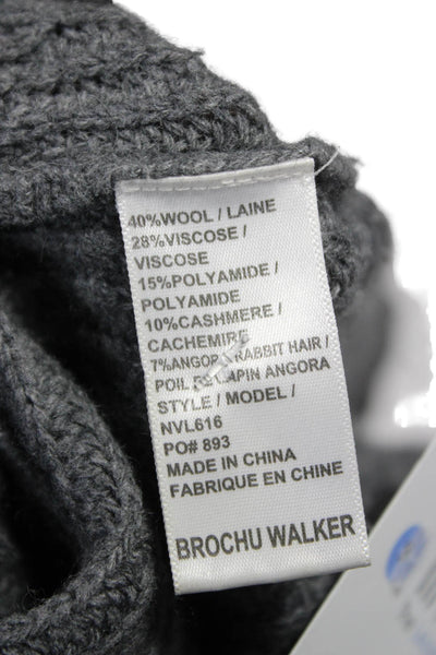 Brochu Walker Women Pullover Sweater Gray Wool Boat Neck Long Sleeve Size M