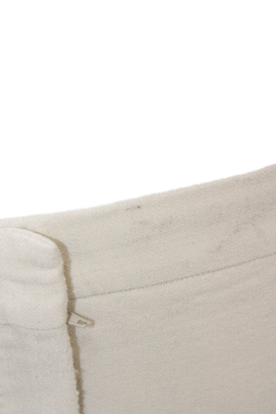 Max Mara Women Ankle Pants Beige Linen Blend Button Closure Size 6
