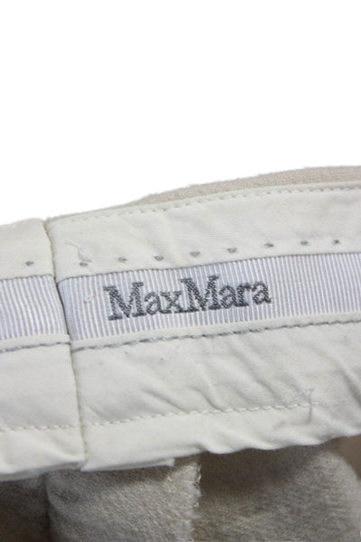 Max Mara Women Ankle Pants Beige Linen Blend Button Closure Size 6