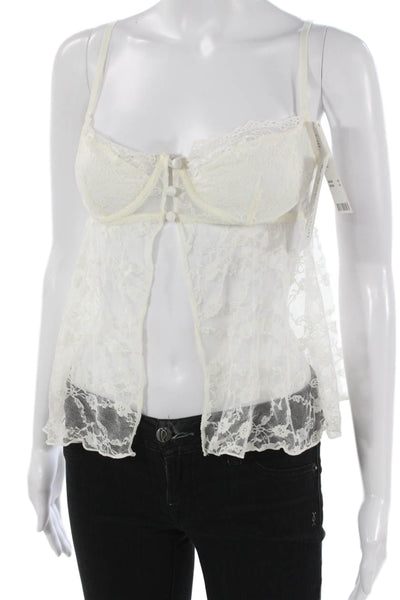 Out From Under Women Babydoll Sleepshirt Ivory Sweetheart Sleeveless Size L