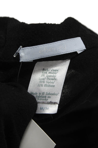 Eberjey Women Basic Collared Short Sleeve Modal Blouse Black Size M