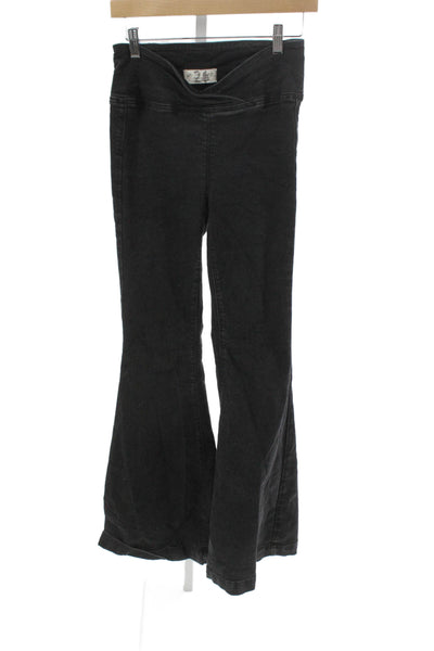 We The Free Women Black Flared Jeans Cotton Blend Mid Rise Inseam 32 Size 26