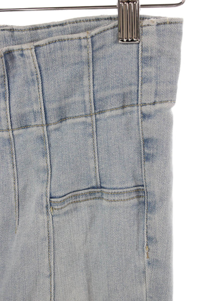 We The Free Womens Flared Jeans High Rise Blue Button Cotton Blend Size 28