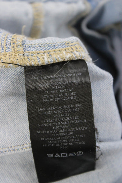 We The Free Womens Flared Jeans High Rise Blue Button Cotton Blend Size 28