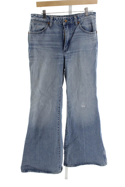 Wrangler Mens Flared Jeans Blue Mid Rise Button Fly Size 29