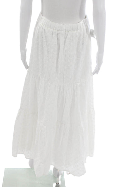 Interstyle Women Maxi Skirt White Cotton Geometric Pull On Size M