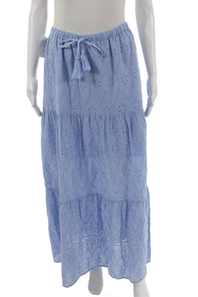 Interstyle Women Maxi Skirt Floral Cotton Blue Pull On Size M