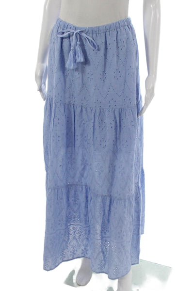 Interstyle Women Maxi Skirt Floral Cotton Blue Pull On Size M