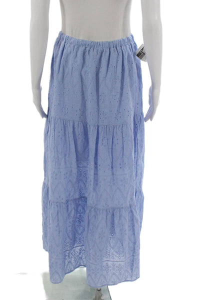 Interstyle Women Maxi Skirt Floral Cotton Blue Pull On Size M