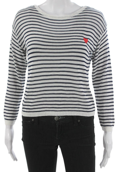 Molly Bracken Women Pullover Striped Boat Neck Long Sleeve White Size XS