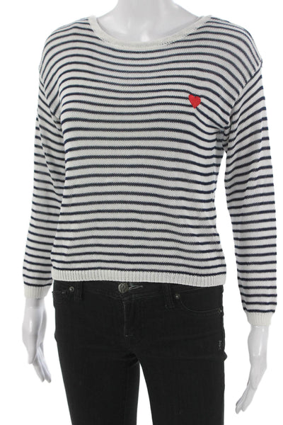 Molly Bracken Women Pullover Striped Boat Neck Long Sleeve White Size XS