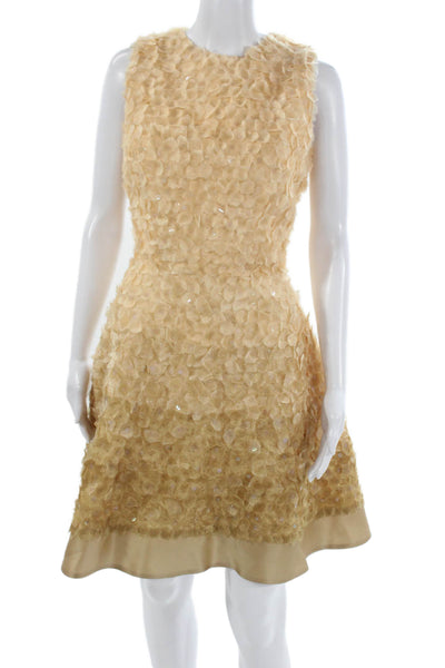 Fabiola Arias Womens A-Line Knee Length Beige Polyester Dress Sleeveless Size 10