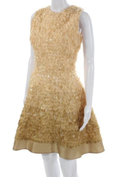 Fabiola Arias Womens A-Line Knee Length Beige Polyester Dress Sleeveless Size 10
