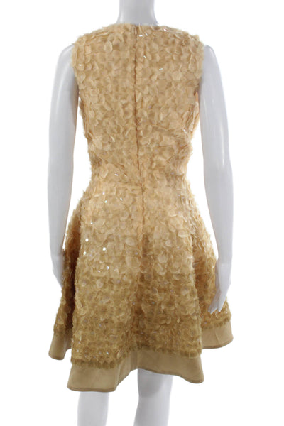 Fabiola Arias Womens A-Line Knee Length Beige Polyester Dress Sleeveless Size 10