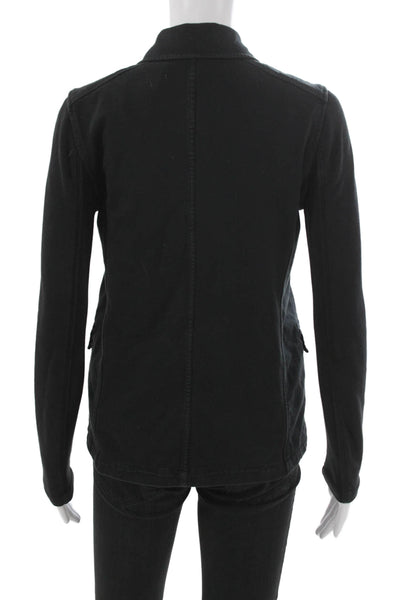 James Perse Women Black Military Jacket Cotton Button Long Sleeve Size 1