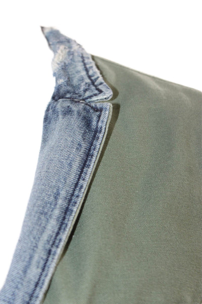 NSF Womens Basic Jacket Green Cotton Button Long Sleeve Solid Fall Size S
