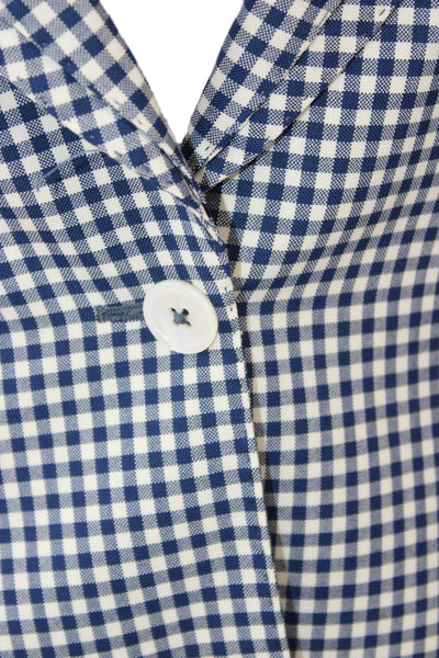 Hadleighs Women Blue Gingham Wool Blazer Buttoned Long Sleeve Size 42