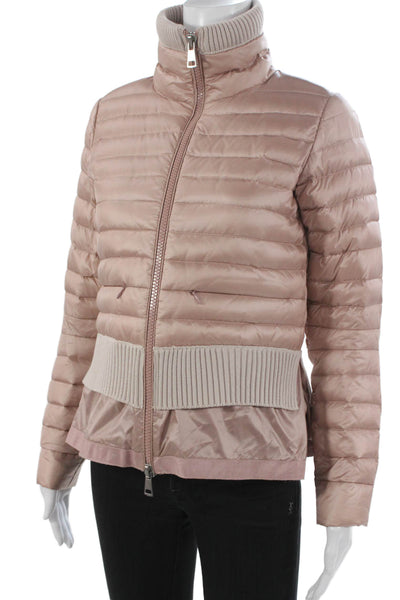 Sosken Womens Puffer Jacket Pink Nylon Zip Long Sleeve Size 1